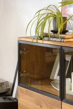 Commode vitrée en bois massif de chêne Moritz 1 - NordicStory