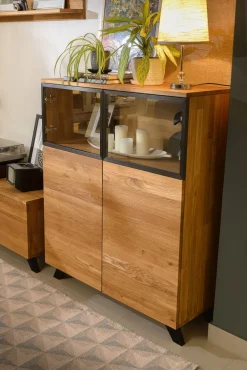 Commode vitrée en bois massif de chêne Moritz 1 - NordicStory
