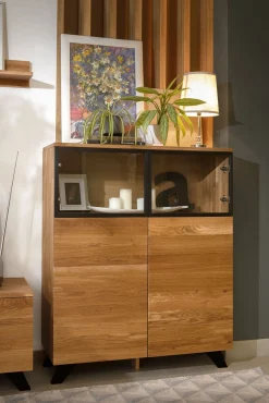 Commode vitrée en bois massif de chêne Moritz 1 - NordicStory