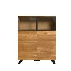 Commode vitrée en bois massif de chêne Moritz 1 - NordicStory