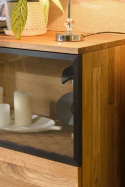 Commode vitrée en bois massif de chêne Moritz 1 - NordicStory