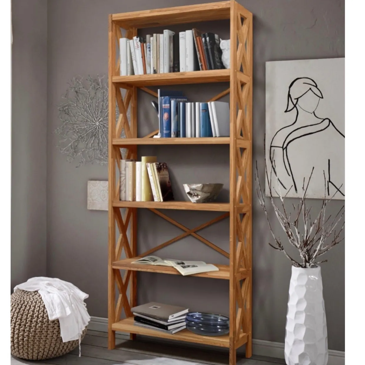 Etagère bibliothèque en bois massif de chêne Royal – NordicStory