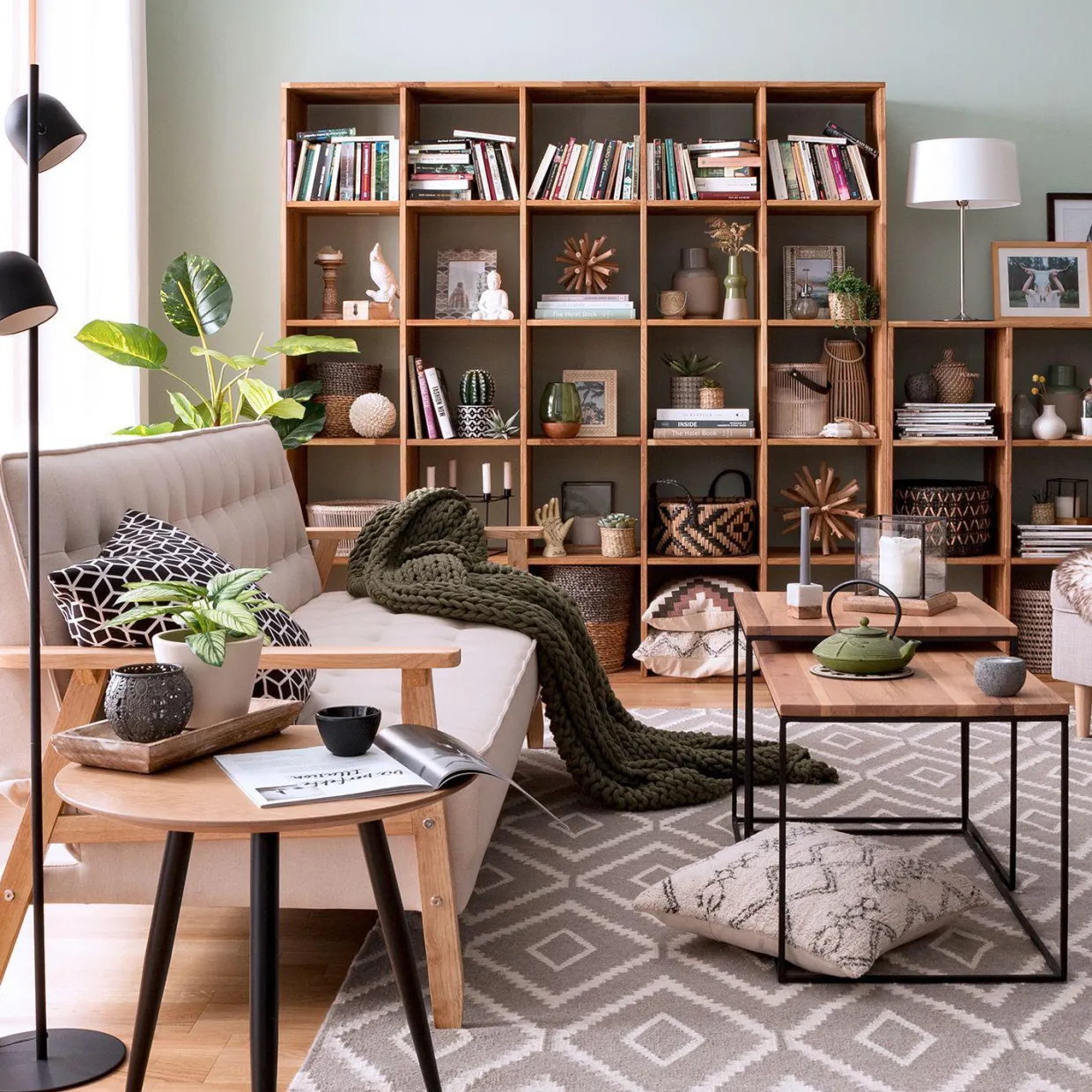 Etagère bibliothèque en bois massif de chêne Régal 5x5 - NordicStory
