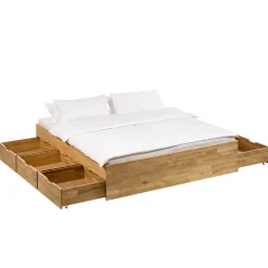 Lit avec rangement en bois massif de chêne Sofia - NordicStory