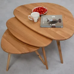 Lot de 3 tables basses gigognes en chêne massif Genève - NordicStory