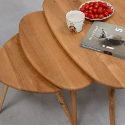 Lot de 3 tables basses gigognes en chêne massif Genève - NordicStory
