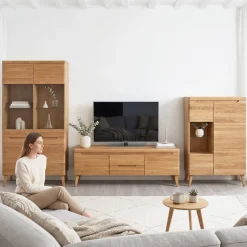 Meuble TV en bois massif de chêne Milan - NordicStory
