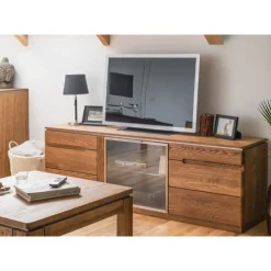 Meuble TV ou buffet en bois de chêne Monténégro 26 - LoftStory