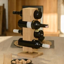 Porte-bouteilles en bois massif de chêne ALMA – Pour 4 bouteilles de vin - NordicStory