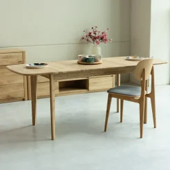 Table à manger extensible en bois massif de chêne Monty - NordicStory