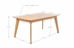 Table à manger extensible en bois massif avec 1 rallonge KAMBIO 1 - KARPIS
