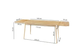Table à manger extensible en bois massif de chêne Malmo 2 - VESKOR