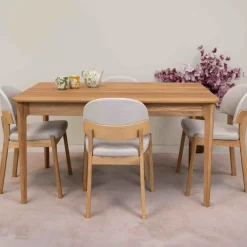 Table à manger rectangulaire extensible en bois massif de chêne Astrid - VESKOR
