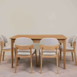 Table à manger rectangulaire extensible en bois massif de chêne Astrid - VESKOR