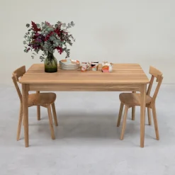 Table à manger rectangulaire extensible en bois massif de chêne Astrid - VESKOR