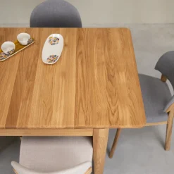 Table à manger rectangulaire extensible en bois massif de chêne Kodama - VESKOR