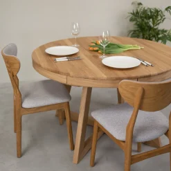 Table à manger ronde extensible en chêne massif Valence - NordicStory
