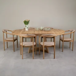Table à manger ronde extensible en chêne massif Valence - NordicStory