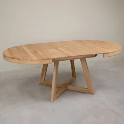 Table à manger ronde extensible en chêne massif Valence - NordicStory