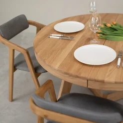 Table à manger ronde extensible en chêne massif Valence - NordicStory