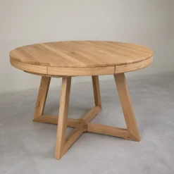 Table à manger ronde extensible en chêne massif Valence - NordicStory