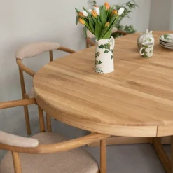 Table à manger ronde extensible en chêne massif Valence - NordicStory