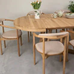 Table à manger ronde extensible en chêne massif Valence - NordicStory