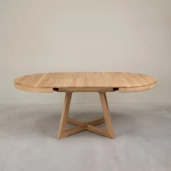 Table à manger ronde extensible en chêne massif Valence - NordicStory