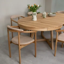 Table à manger ronde extensible en chêne massif Valence - NordicStory