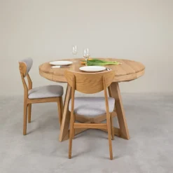 Table à manger ronde extensible en chêne massif Valence - NordicStory