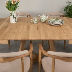 Table à manger ronde extensible en chêne massif Valence - NordicStory