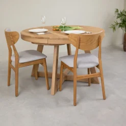 Table à manger ronde extensible en chêne massif Valence - NordicStory