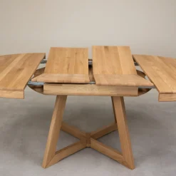 Table à manger ronde extensible en chêne massif Valence - NordicStory