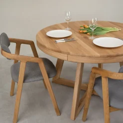 Table à manger ronde extensible en chêne massif Valence - NordicStory