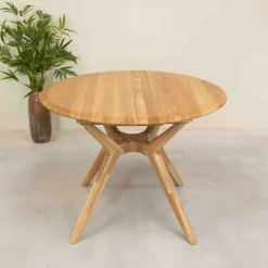 Table à manger ronde extensible en bois massif de chêne Carmen - NordicStory