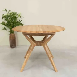 Table à manger ronde extensible en bois massif de chêne Carmen - NordicStory