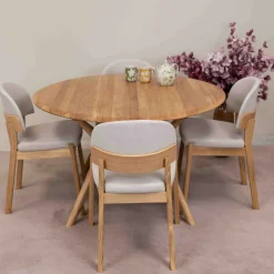 Table à manger ronde extensible en bois massif de chêne Carmen - NordicStory