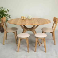 Table à manger ronde extensible en bois massif de chêne Carmen - NordicStory