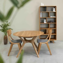 Table à manger ronde extensible en bois massif de chêne Carmen - NordicStory