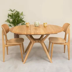 Table à manger ronde extensible en bois massif de chêne Carmen - NordicStory
