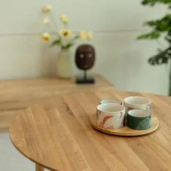 Table à manger ronde extensible en bois massif de chêne Malmo - VESKOR
