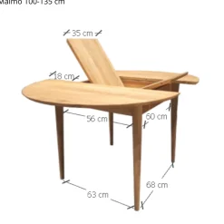 Table à manger ronde extensible en bois massif de chêne Malmo - VESKOR