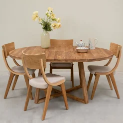Table à manger ronde extensible en chêne massif MOBY - NordicStory