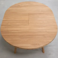 Table à manger ronde extensible en bois massif de chêne Léa - VESKOR