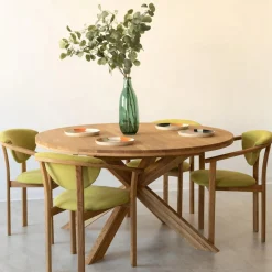 Table à manger ronde extensible en chêne massif Holger - NordicStory