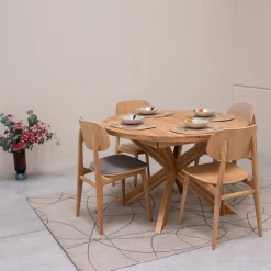 Table à manger ronde extensible en chêne massif Holger - NordicStory