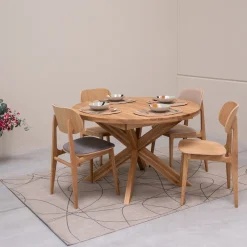 Table à manger ronde extensible en chêne massif Holger - NordicStory