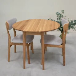 Table à manger ronde extensible en bois massif de chêne Luna - VESKOR