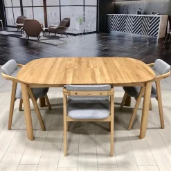 Table à manger ronde extensible en bois massif de chêne Victoria - VESKOR