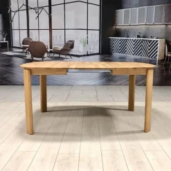 Table à manger ronde extensible en bois massif de chêne Victoria - VESKOR